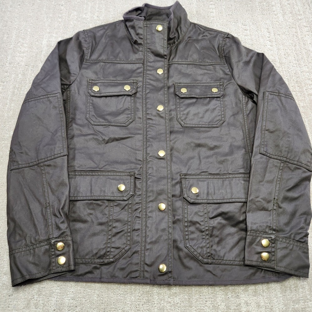 J‎ Crew Jacket Women Small Relaxed Boyfriend Field Waxed Canvas Barn Chore Brown